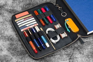 Leather Zippered Leuchtturm1917 B5 & Extra Large Moleskine Folio - Crazy Horse Graphite