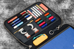 Leather Zippered Leuchtturm1917 B5 & Extra Large Moleskine Folio - Crazy Horse Graphite