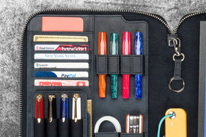 Leather Zippered Leuchtturm1917 B5 & Extra Large Moleskine Folio - Crazy Horse Graphite