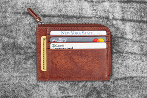 Leather Zippered Mega Mini Wallet - Aged Copper