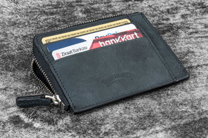 Leather Zippered Mega Mini Wallet - Crazy Horse Graphite