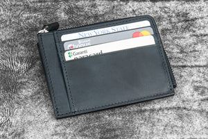 Leather Zippered Mega Mini Wallet - Crazy Horse Graphite