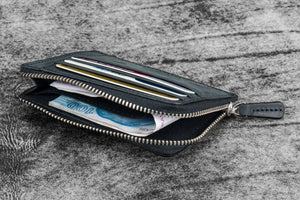 Leather Zippered Mega Mini Wallet - Crazy Horse Graphite