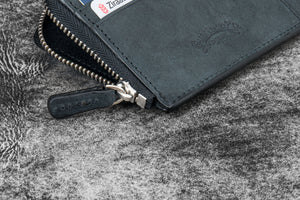 Leather Zippered Mega Mini Wallet - Crazy Horse Graphite