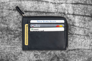Leather Zippered Mega Mini Wallet - Crazy Horse Graphite