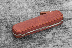 Leather Zippered Single Pen Case for Kaweco - Pocket Pen - Aged Copper