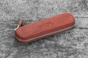 Leather Zippered Single Pen Case for Kaweco - Pocket Pen - Aged Copper