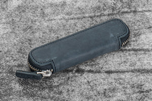 Leather Zippered Single Pen Case for Kaweco - Pocket Pen - Crazy Horse Graphite