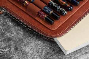 Leather Zippered Writer's Bank Bag - Aged Copper