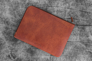 Leather Zippered Writer's Bank Bag - Aged Copper
