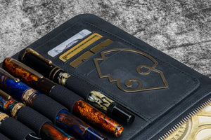 Leather Zippered Writer's Bank Bag - Crazy Horse Graphite