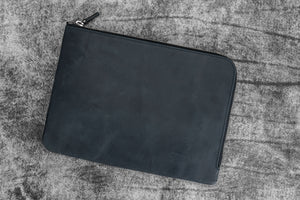 Leather Zippered Writer's Bank Bag - Crazy Horse Graphite