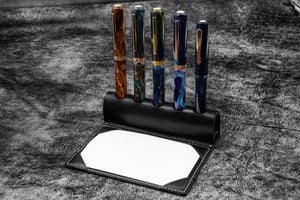 The Writer’s Pen Dock - 5 Slots Pen Stand with Notepad Holder - Black