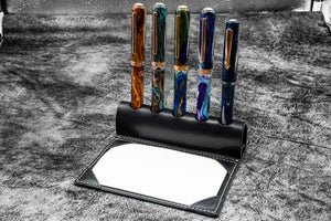 The Writer’s Pen Dock - 5 Slots Pen Stand with Notepad Holder - Black