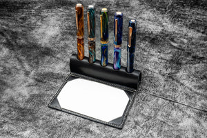 The Writer’s Pen Dock - 5 Slots Pen Stand with Notepad Holder - Black