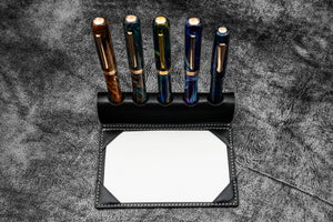 The Writer’s Pen Dock - 5 Slots Pen Stand with Notepad Holder - Black