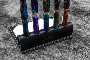 The Writer’s Pen Dock - 5 Slots Pen Stand with Notepad Holder - Black