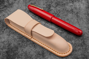 Leather Flap Pen Case - For Oversized Pens & Namiki Emperor - Undyed Leather