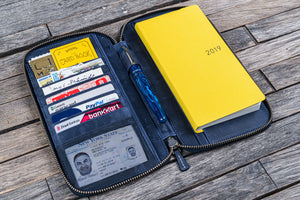 Leather Zippered Hobonichi Weeks Cover - Crazy Horse Navy Blue