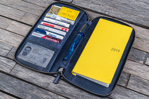 Leather Zippered Hobonichi Weeks Cover - Crazy Horse Navy Blue