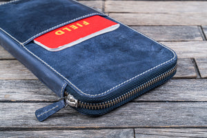 Leather Zippered Hobonichi Weeks Mega Cover - Crazy Horse Navy Blue