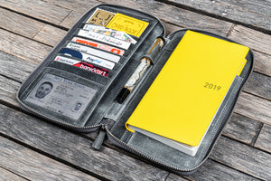 Leather Zippered Hobonichi Weeks Mega Cover - Crazy Horse Smoky