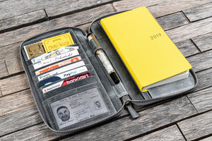 Leather Zippered Hobonichi Weeks Mega Cover - Crazy Horse Smoky