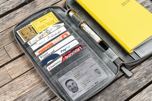 Leather Zippered Hobonichi Weeks Mega Cover - Crazy Horse Smoky