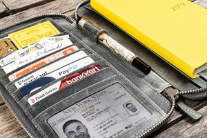 Leather Zippered Hobonichi Weeks Mega Cover - Crazy Horse Smoky