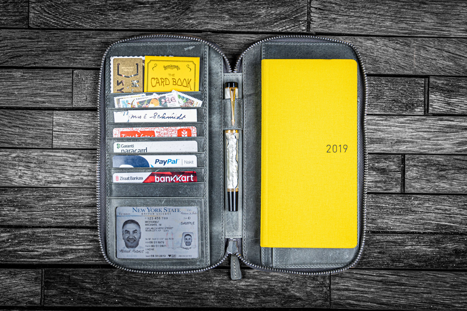 Leather Zippered Hobonichi Weeks Mega Cover - Crazy Horse Smoky