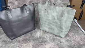 Leather Tote Bag - Crazy Horse Smoky