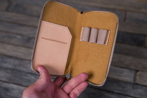 SECONDS Leather Zippered 3 Slots Pen Case - Multiple Colors - 424