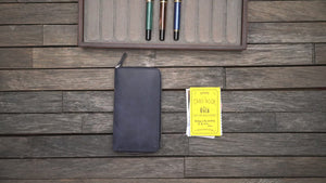 Leather Zippered 3 Slots Pen Case - Undyed Leather