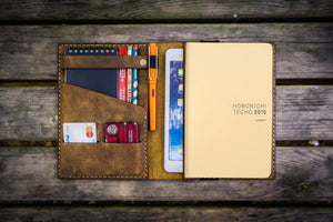 Leather Hobonichi Cousin A5 Planner Cover - Crazy Horse Brown