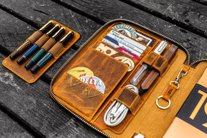 Leather Zippered A5 Leuchtturm1917 Notebook Folio - Crazy Horse Brown