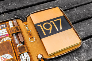Leather Zippered A5 Leuchtturm1917 Notebook Folio - Crazy Horse Brown