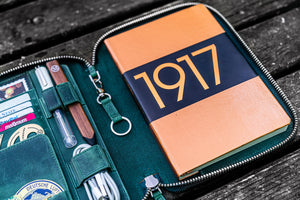 Leather Zippered A5 Leuchtturm1917 Notebook Folio - Crazy Horse Forest Green
