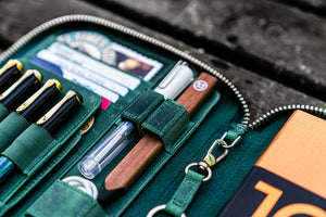 Leather Zippered A5 Leuchtturm1917 Notebook Folio - Crazy Horse Forest Green