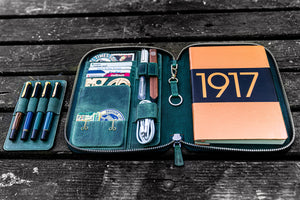 Leather Zippered A5 Leuchtturm1917 Notebook Folio - Crazy Horse Forest Green
