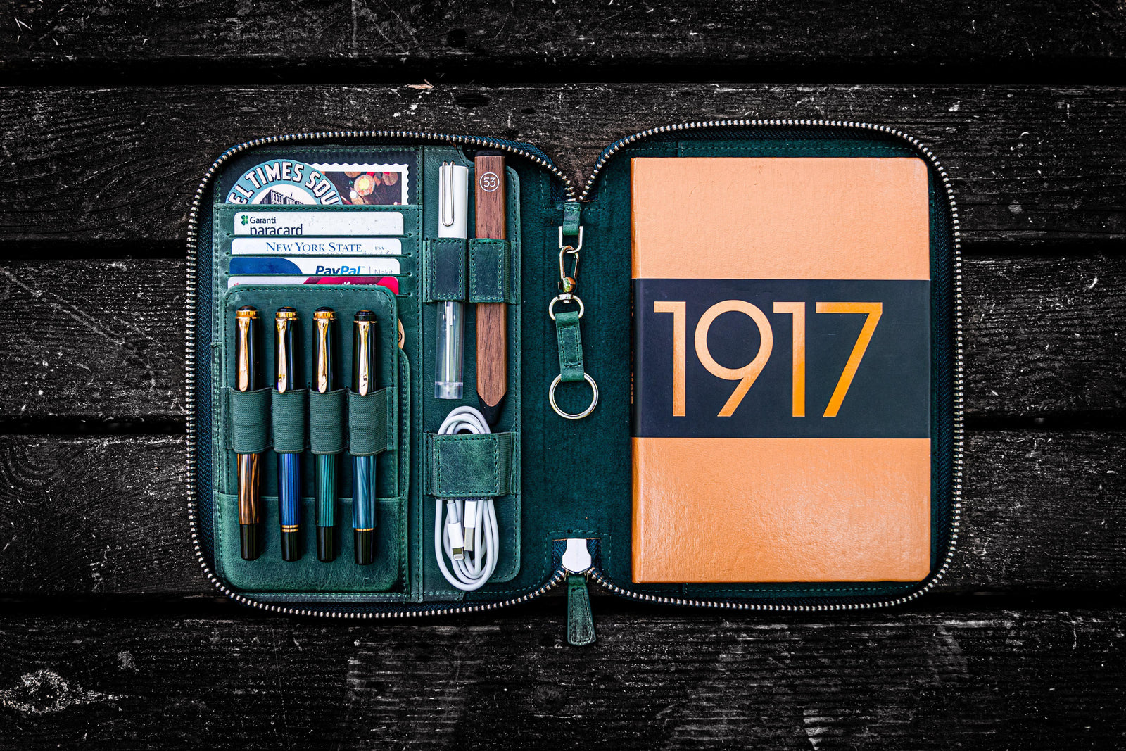 Leather Zippered A5 Leuchtturm1917 Notebook Folio - Crazy Horse Forest Green