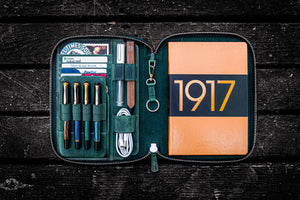Leather Zippered A5 Leuchtturm1917 Notebook Folio - Crazy Horse Forest Green