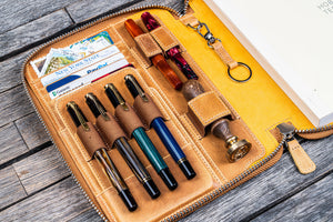 Leather Zippered A5 Leuchtturm1917 Notebook Folio - Crazy Horse Honey Ochre