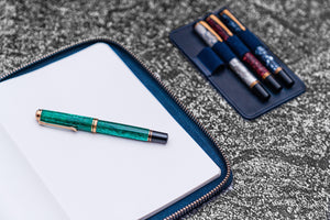 Leather Zippered A5 Leuchtturm1917 Notebook Folio - Crazy Horse Navy Blue