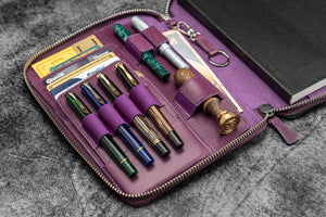 Leather Zippered A5 Leuchtturm1917 Notebook Folio - Purple