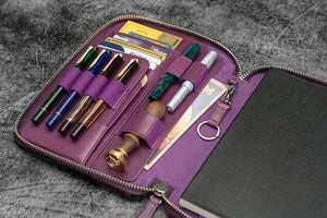 Leather Zippered A5 Leuchtturm1917 Notebook Folio - Purple