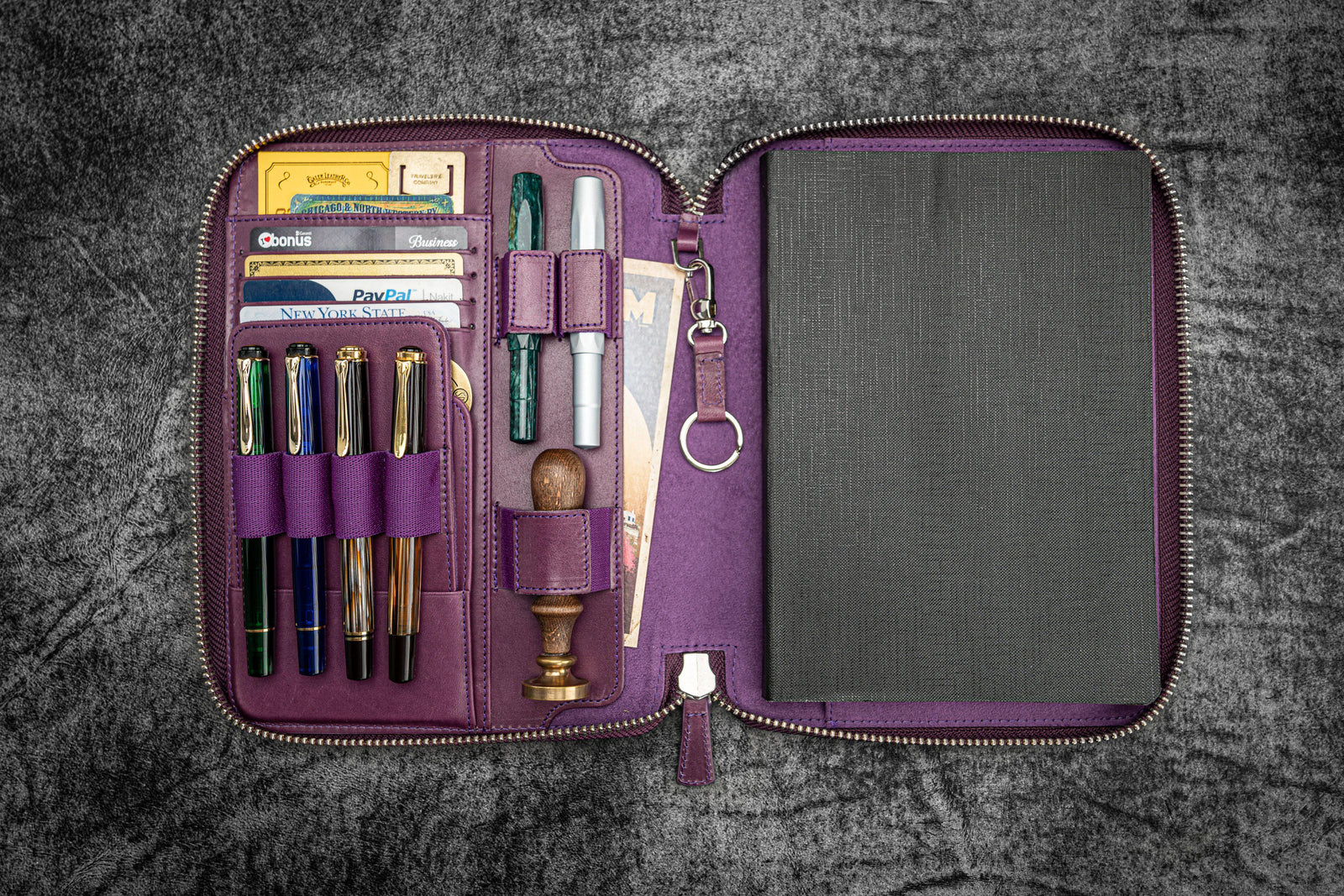 Leather Zippered A5 Leuchtturm1917 Notebook Folio - Purple