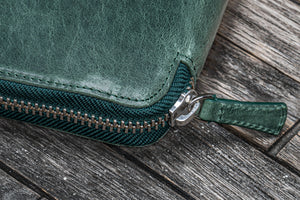 Leather Zippered B6 / B6 Slim Planner Folio - Crazy Horse Forest Green