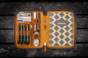 Leather Zippered Rhodia A5 Notebook & iPad Mini Folio - Crazy Horse Brown