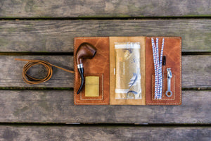 Personalized Leather Pipe Pouch/Pipe Roll - Rustic Brown