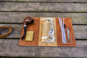 Personalized Leather Pipe Pouch/Pipe Roll - Rustic Brown
